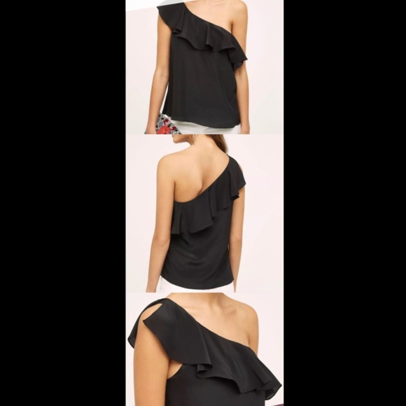 Anthropologie Maeve Silk One Shoulder Shirt - Picture 2 of 10